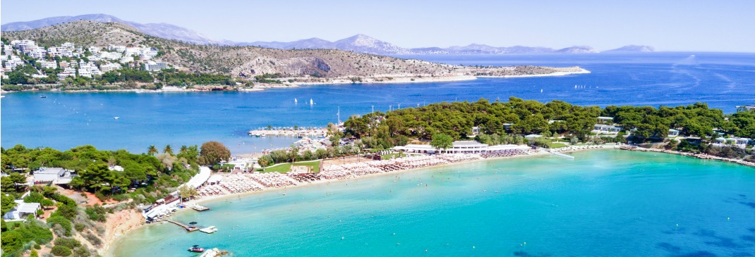 A panoramic view of Astir Beach in South Athens